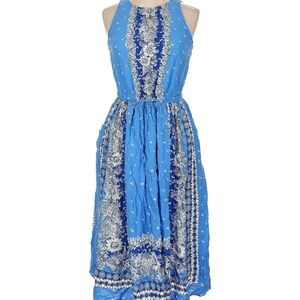 Elegant Blue Floral Women's Dress
